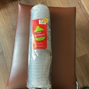 Big Lots Silver Metallic mesh ribbon 14" x 30 ft